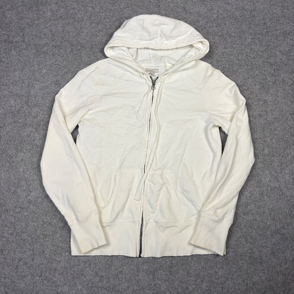 Old Navy Womens Small Cream Off White Full Zip Hoodie Sweatshirt Long Sleeve